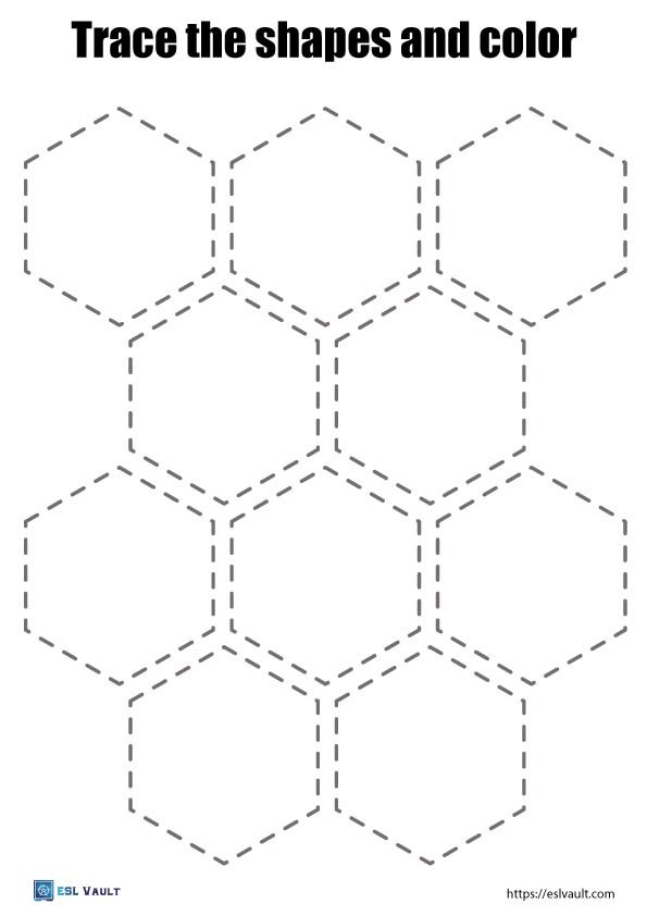 free shape tracing printables hexagon