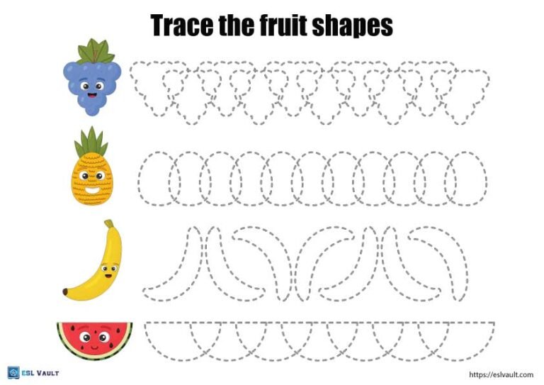 fruit shape tracing worksheets pdf 2
