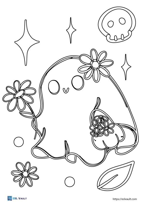 friendly ghost coloring page