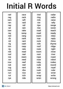 initial r words list