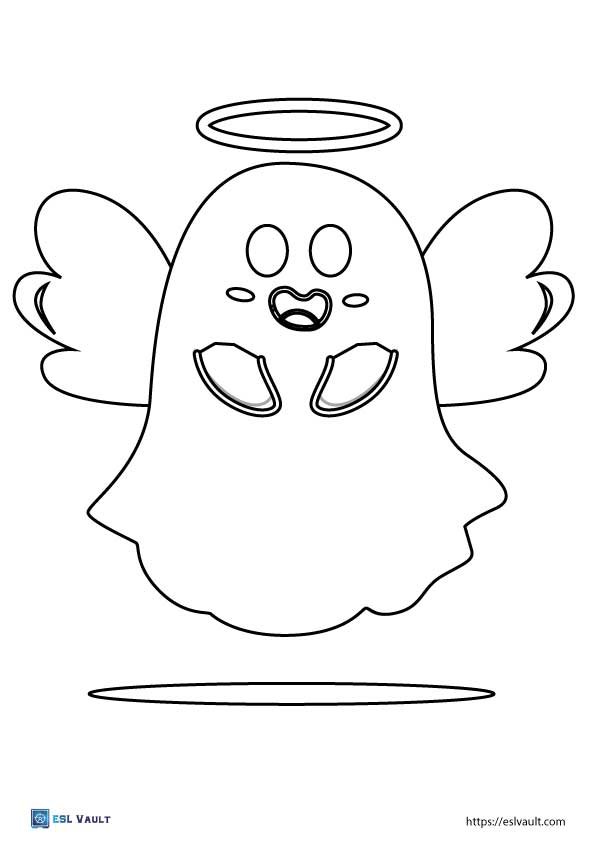 kawaii ghost coloring page