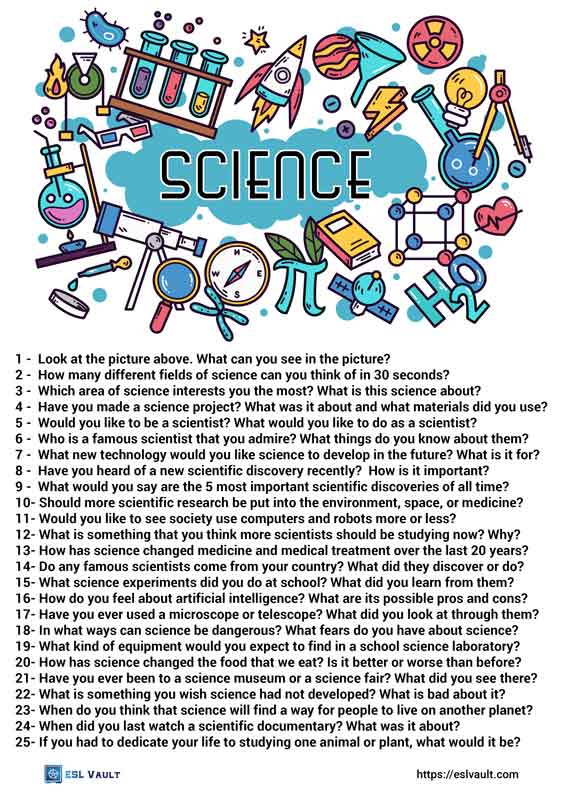 25 Conversation questions about science - ESL Vault