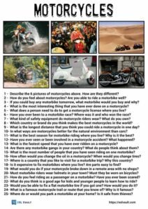 25 conversation questions about motorcycles