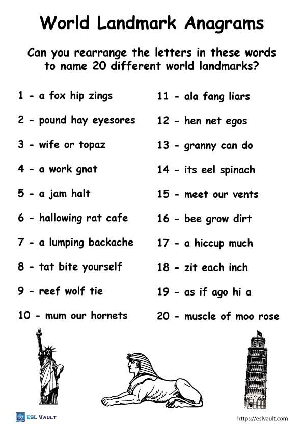 printable anagrams world landmarks