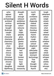 silent h words list