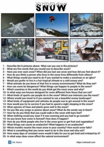 25 conversation questions about snow