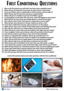 25 first conditional conversation questions