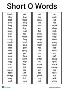 short o words list
