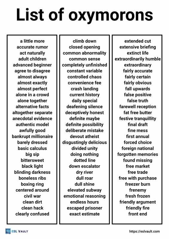 list of oxymorons