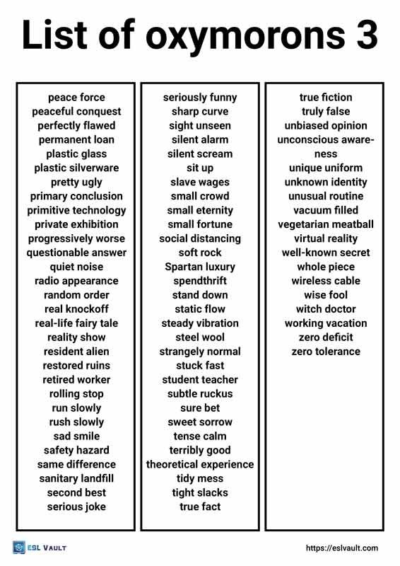 printable list of oxymorons 3