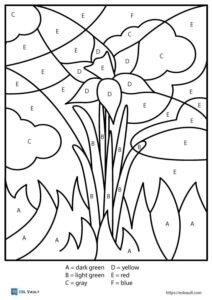 color by letter worksheet flower