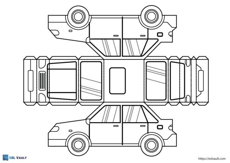 3D car template printable coloring