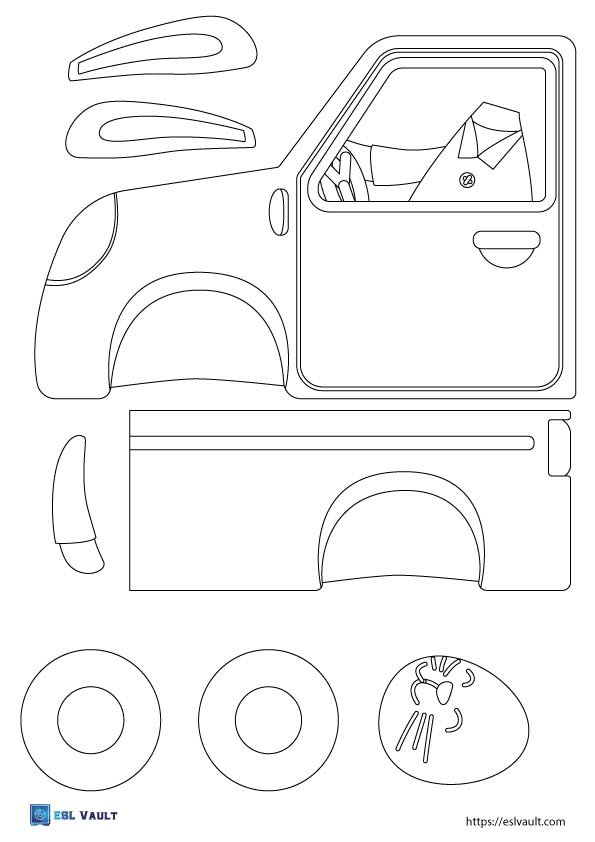 car craft for kids cut and paste color