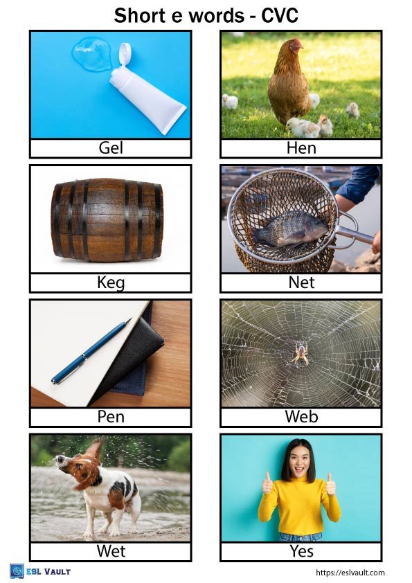 short e words with pictures cvc