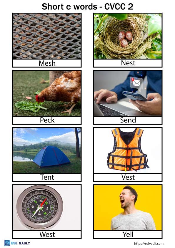 short e words with pictures cvcc 2