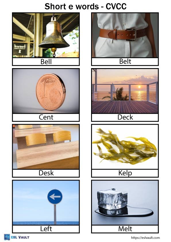 short e words with pictures cvcc