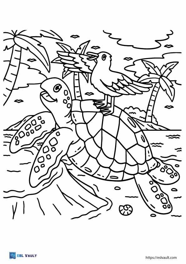 cute sea turtle coloring page 2