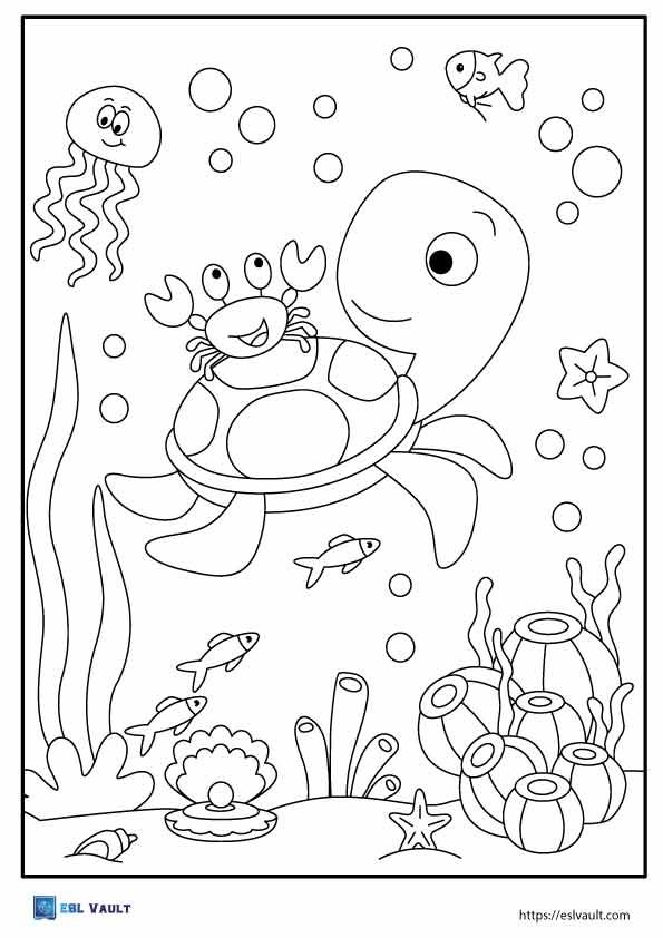 cute sea turtle coloring page
