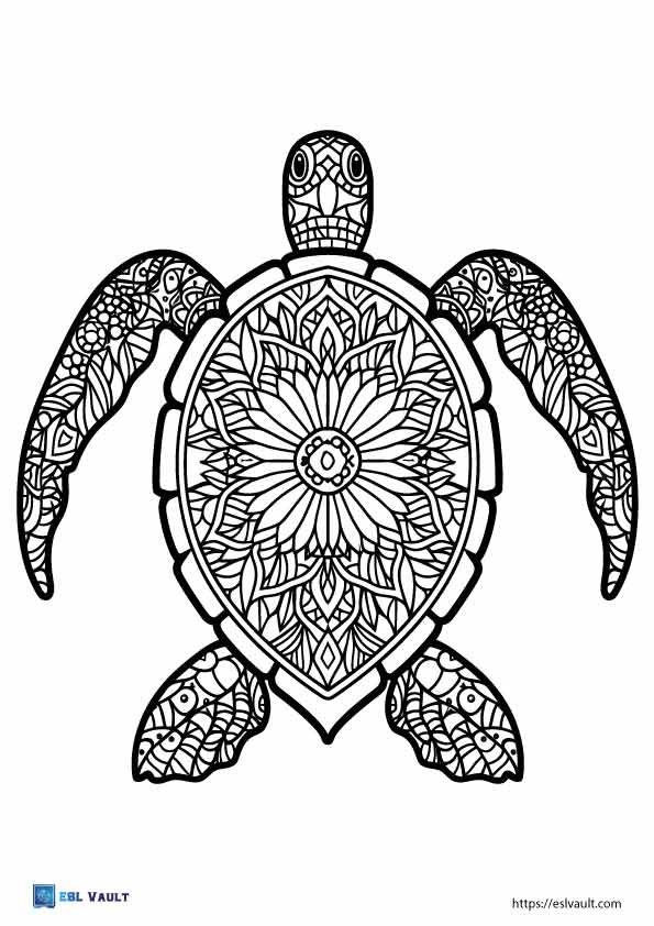 mandala sea turtle coloring page
