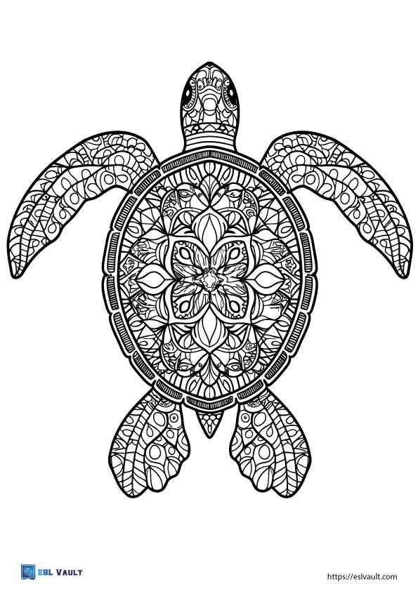 mandala sea turtle coloring pages 2