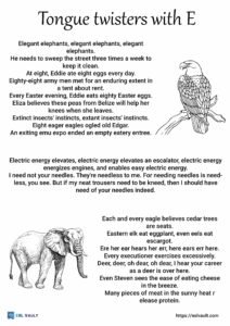 tongue twisters with e