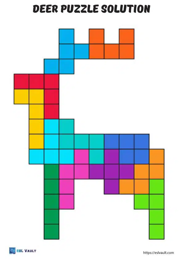 printable pentominoes puzzle deer solution
