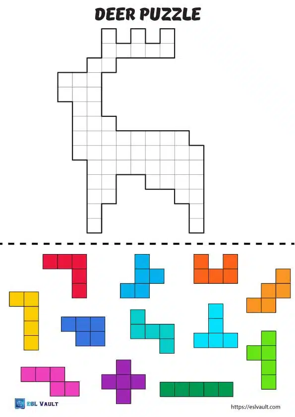 printable pentominoes puzzle deer