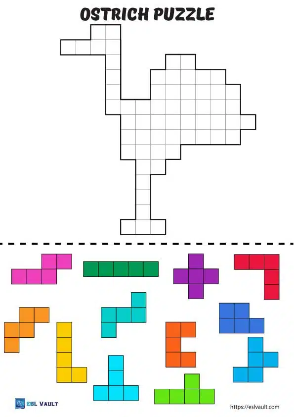 printable pentominoes puzzle ostrich
